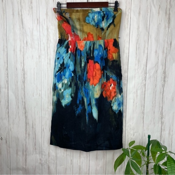 Anthropologie Moulinette Soeurs Watercolor Splashed Palette Strapless Dress 2 - Picture 3 of 8